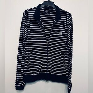 J. Crew Mens Large Navy and White Striped Cotton Top